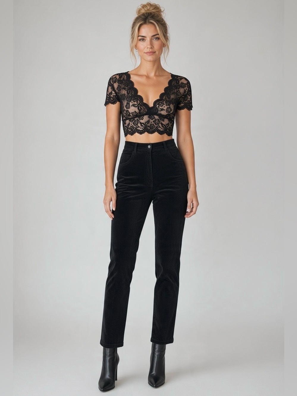 90 Black SUEDE High Waist Rockstar Stretch Trouser Pants / S